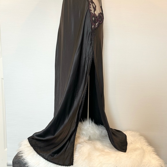 🌺SOLD🌺 Y2K Victoria’s Secret Silk Sheer Mesh Black Purple Maxi Gown Slip Dress - Picture 9 of 11